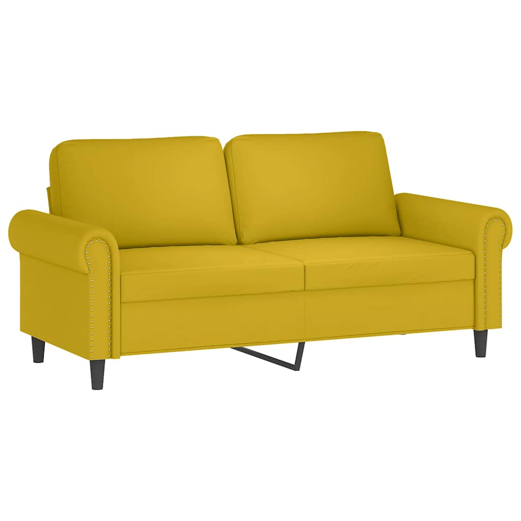 2-dijelni set sofa s jastucima žuti baršunasti