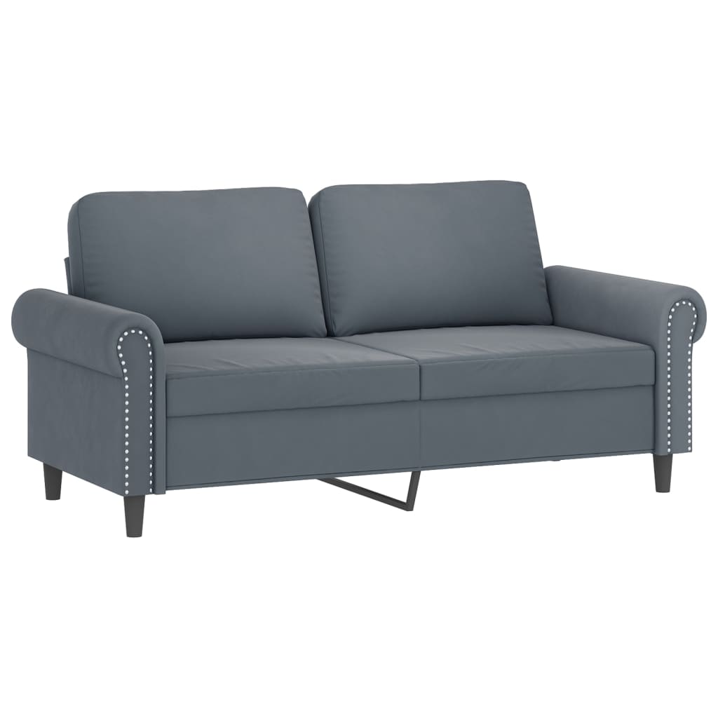 3-dijelni set sofa s jastucima tamnosivi baršunasti