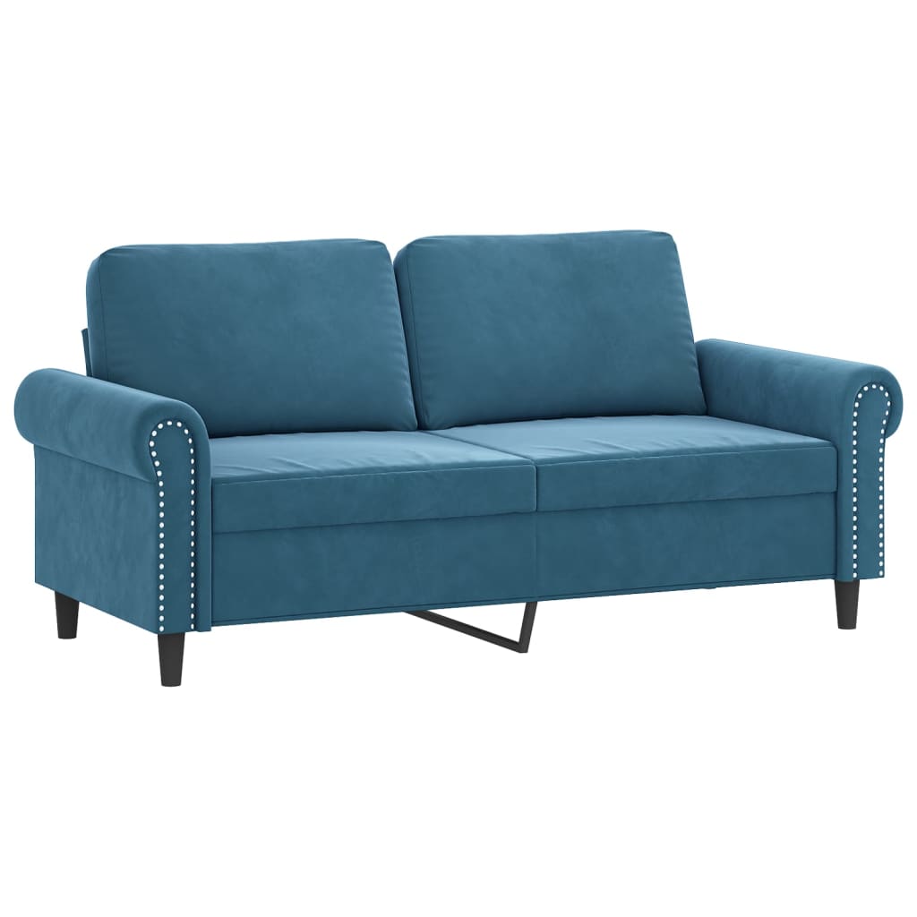 3-dijelni set sofa s jastucima plavi baršunasti