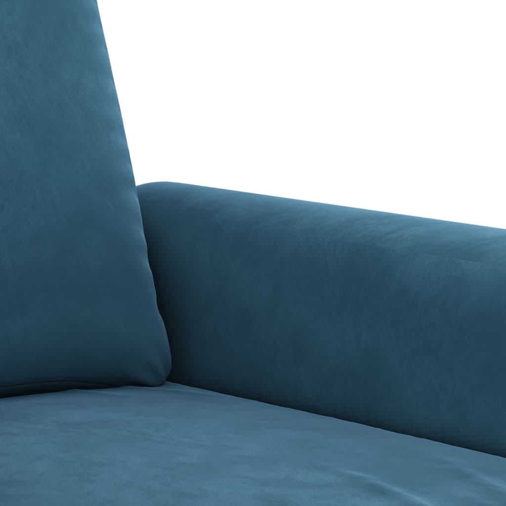 3-dijelni set sofa s jastucima plavi baršunasti