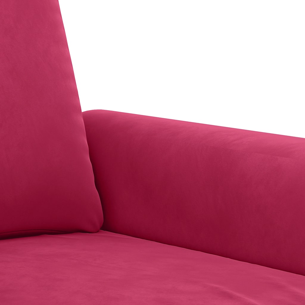 2-dijelni set sofa s jastucima crvena boja vina baršunasti