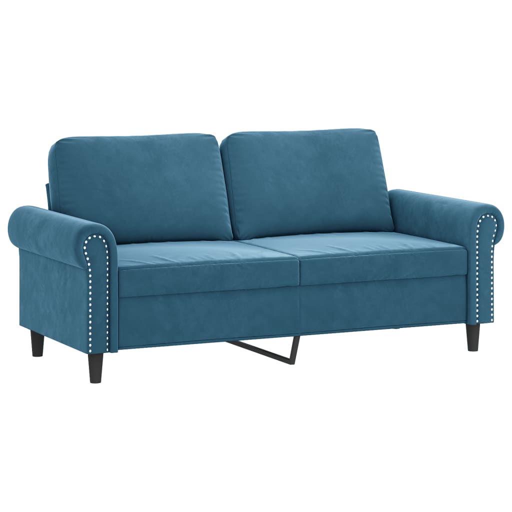 3-dijelni set sofa s jastucima plavi baršunasti