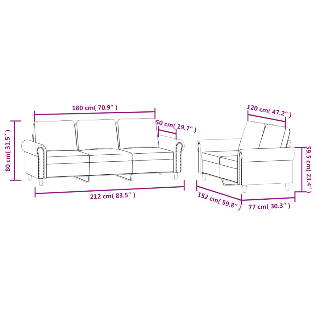 2-dijelni set sofa s jastucima ružičasti baršunasti