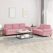 2-dijelni set sofa s jastucima ružičasti baršunasti