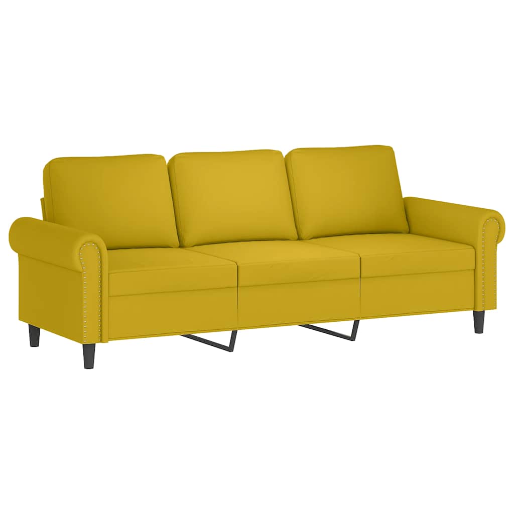 3-dijelni set sofa s jastucima žuti baršunasti