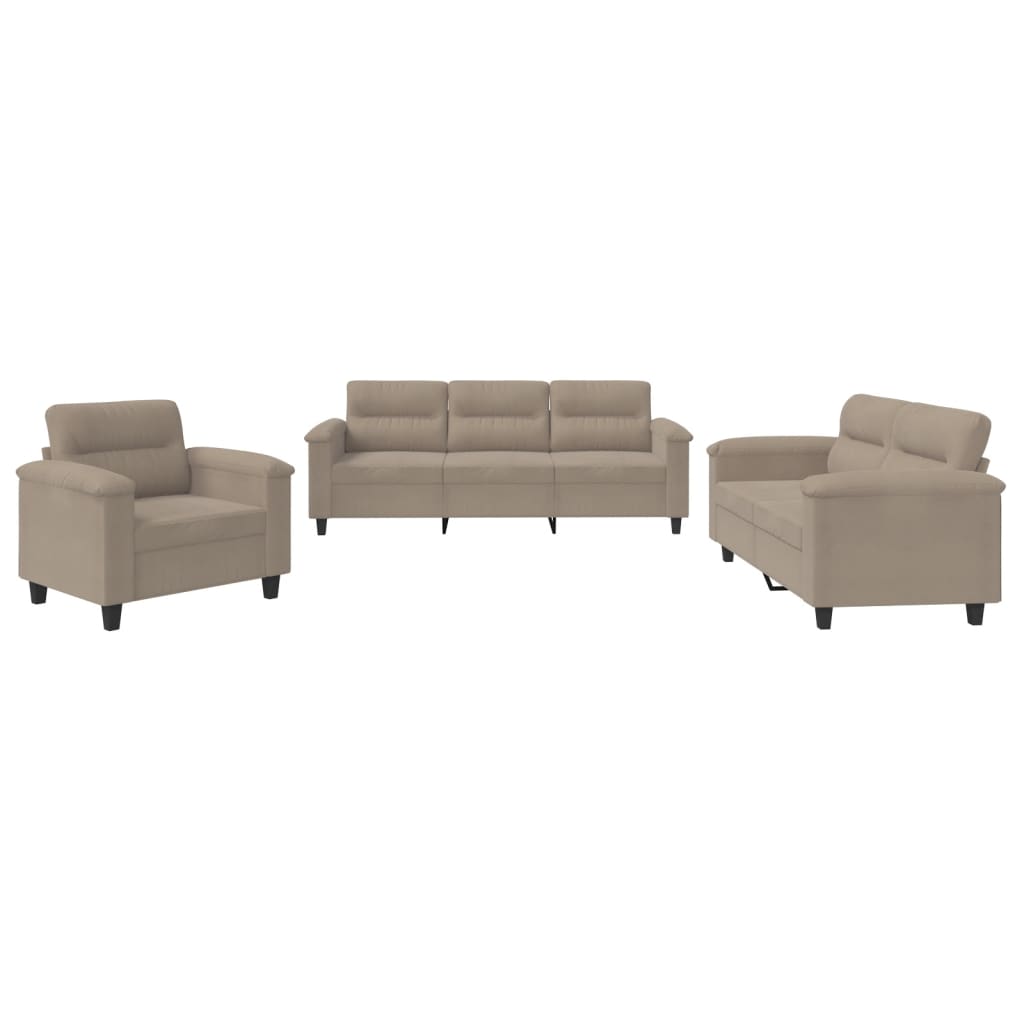 3-dijelni set sofa s jastucima smeđesivi od mikrovlakana