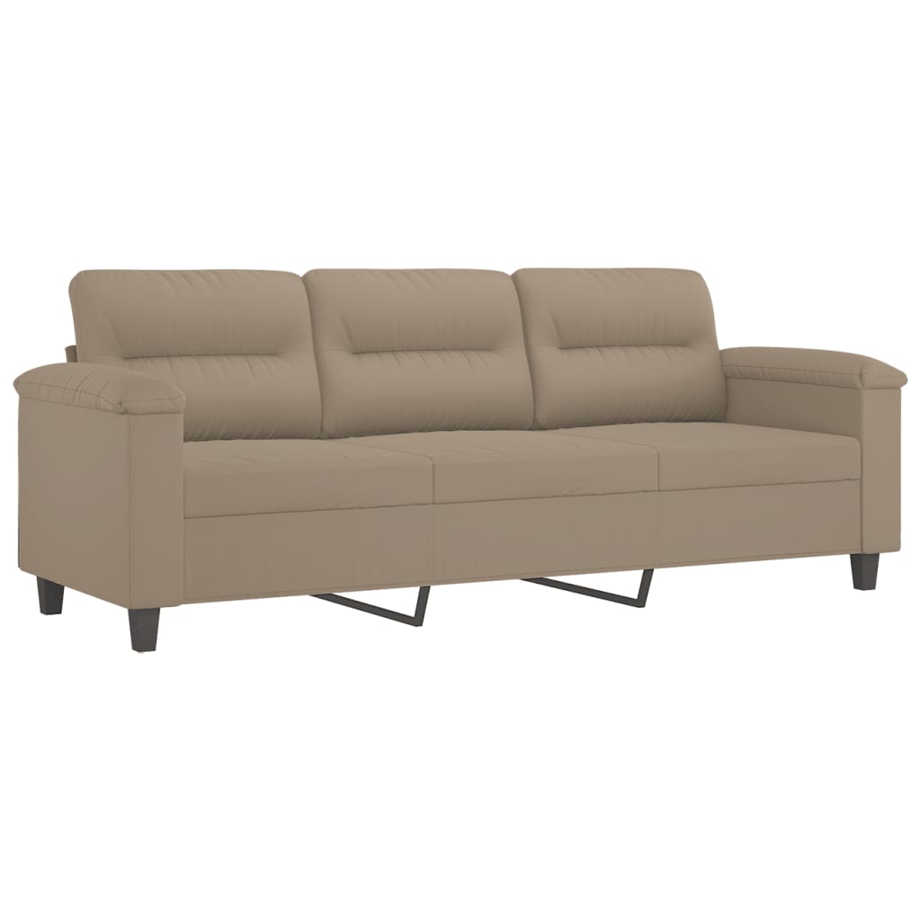 3-dijelni set sofa s jastucima smeđesivi od mikrovlakana