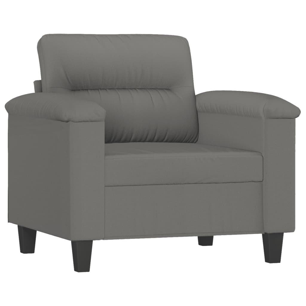 3-dijelni set sofa s jastucima tamnosivi od mikrovlakana