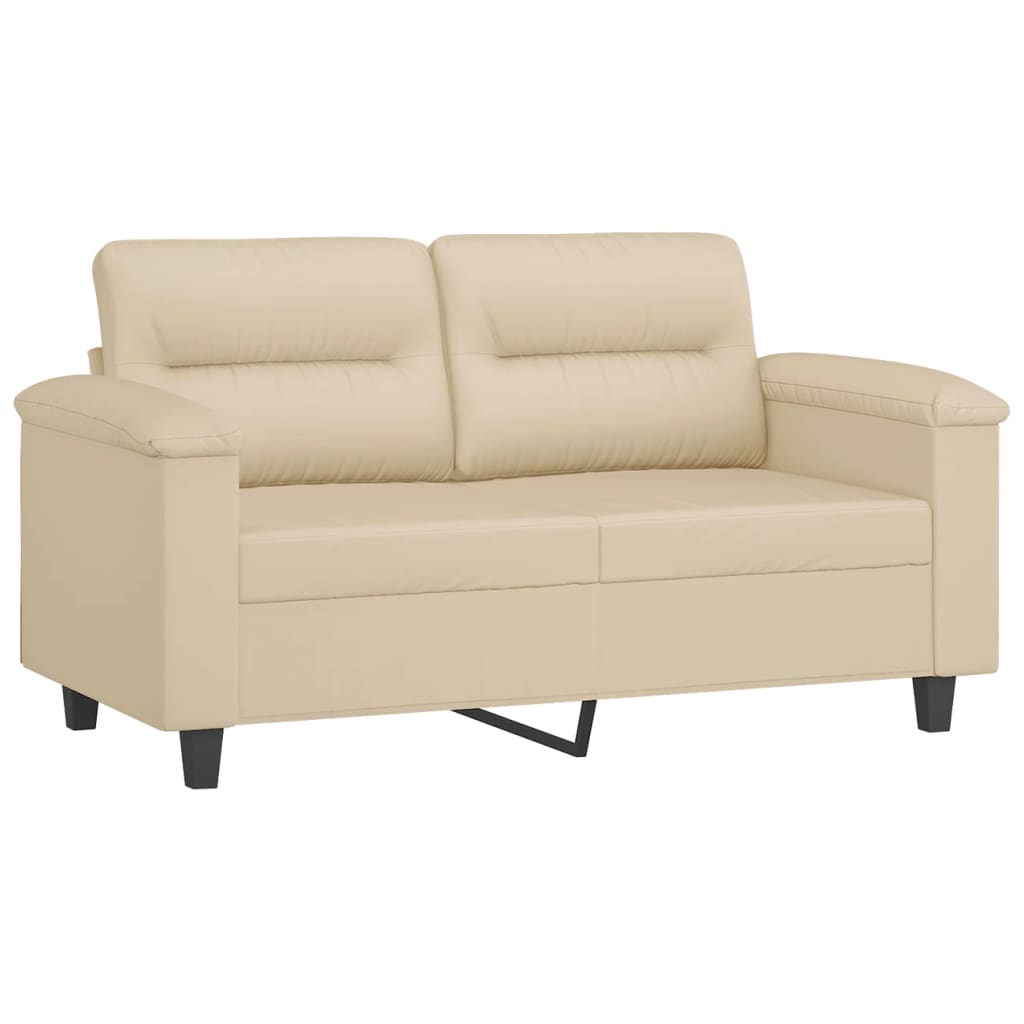 3-dijelni set sofa s jastucima krem od mikrovlakana