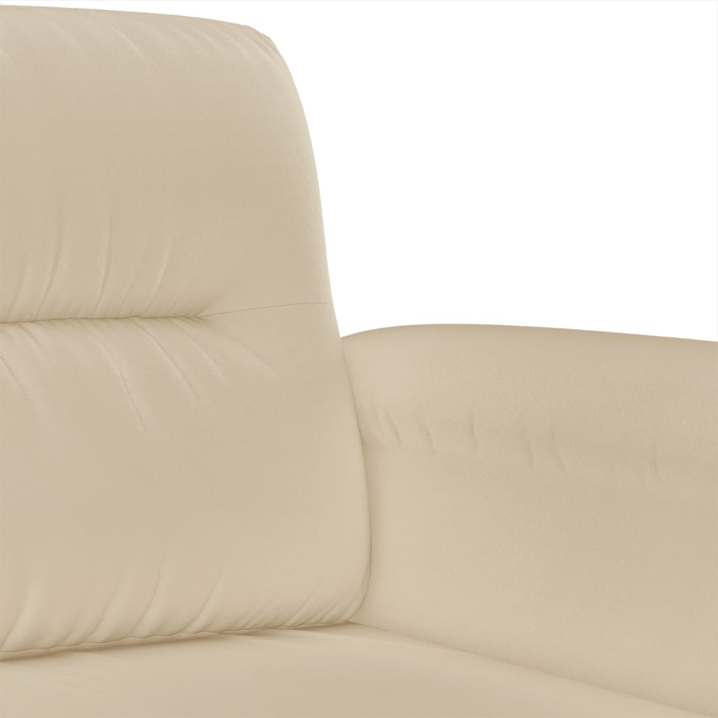 3-dijelni set sofa s jastucima krem od mikrovlakana