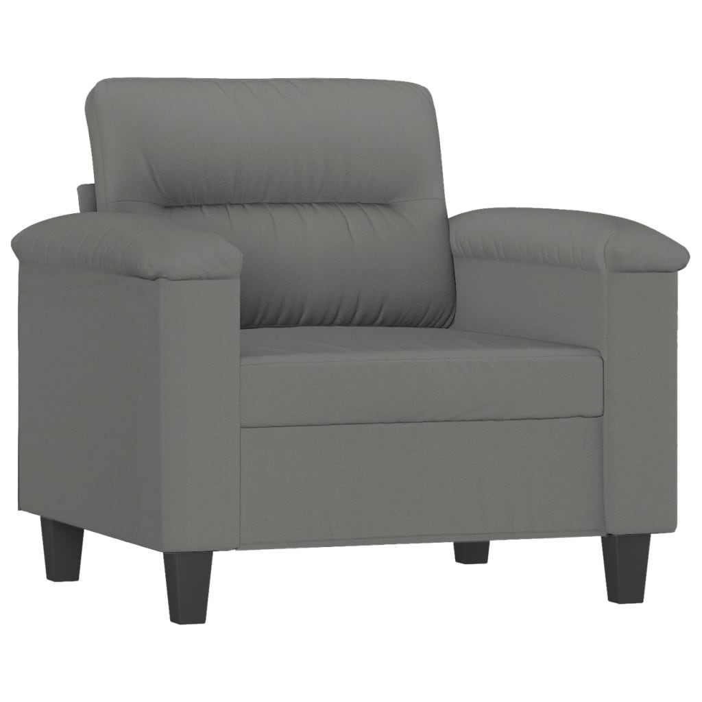 4-dijelni set sofa s jastucima tamnosivi od mikrovlakana