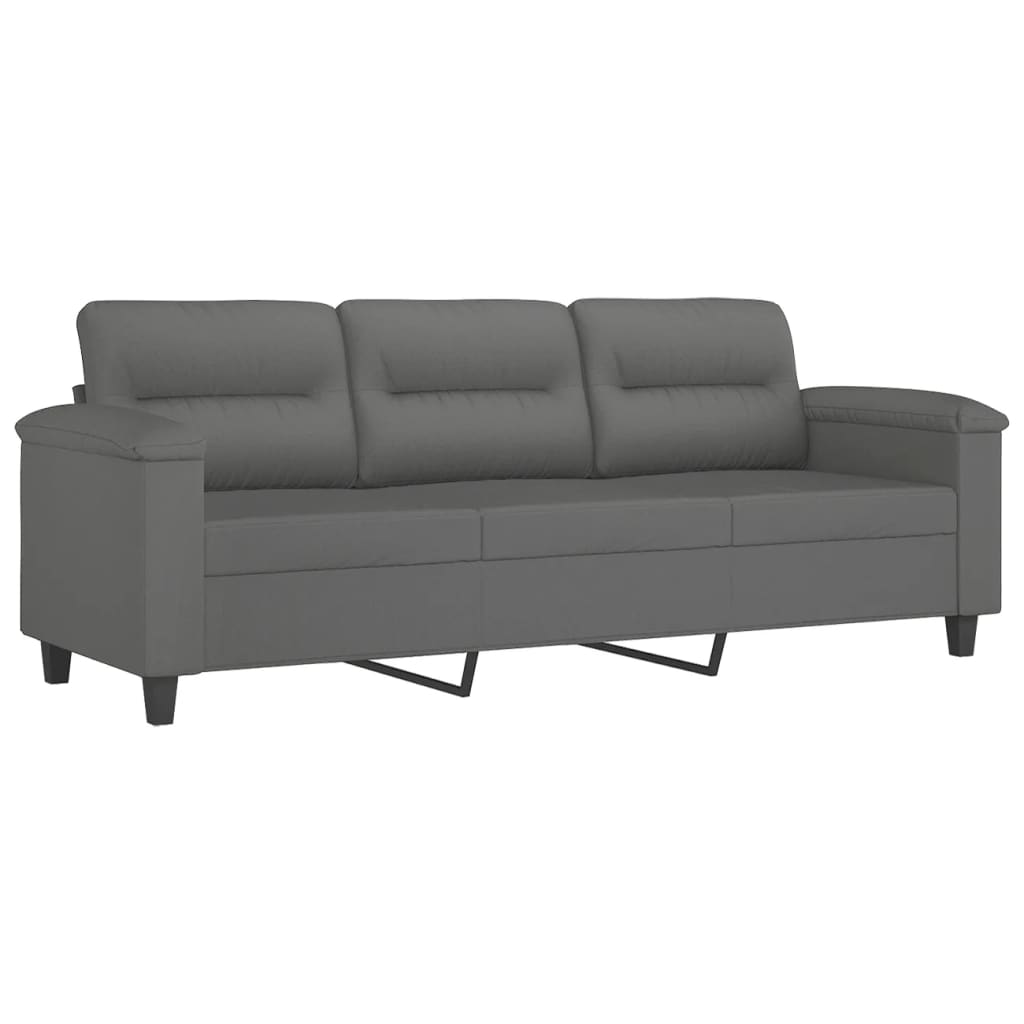 4-dijelni set sofa s jastucima tamnosivi od mikrovlakana