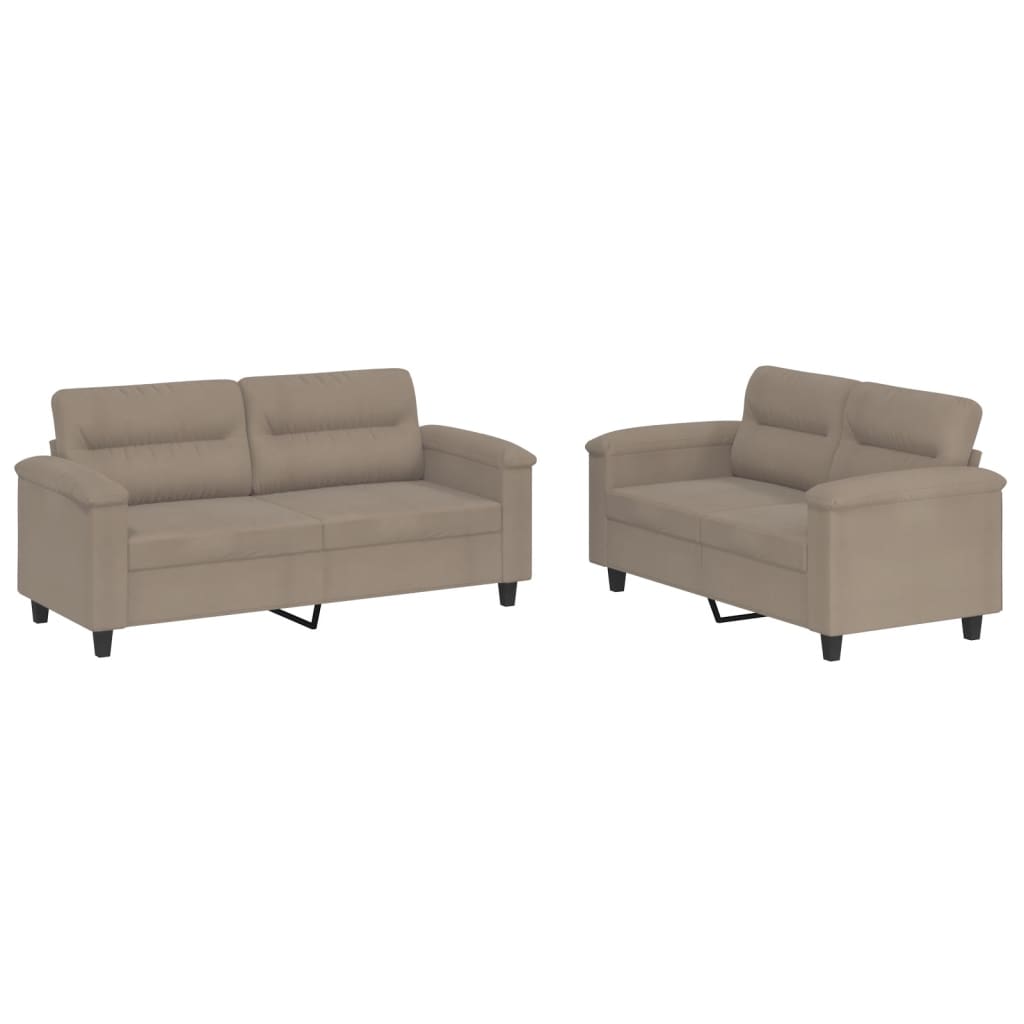 2-dijelni set sofa s jastucima smeđesivi od mikrovlakana