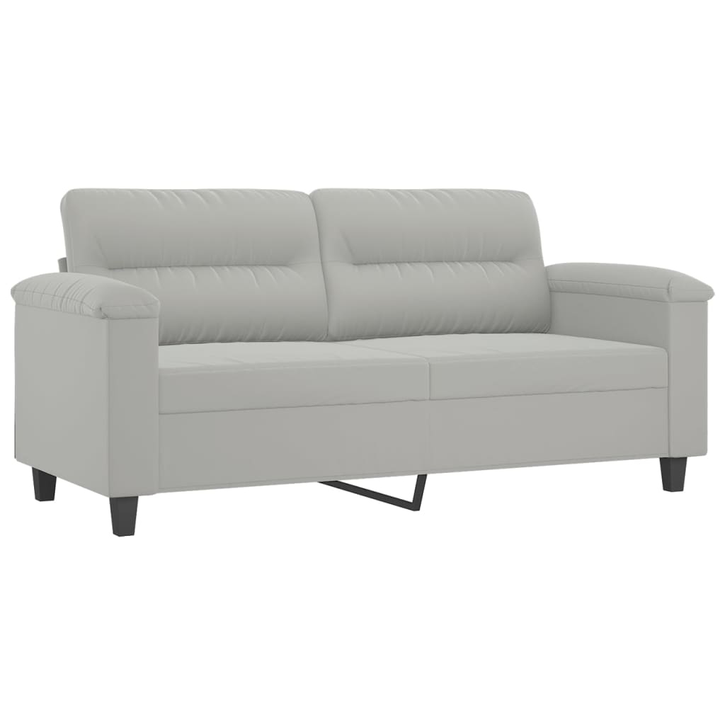 2-dijelni set sofa s jastucima svjetlosivi od mikrovlakana