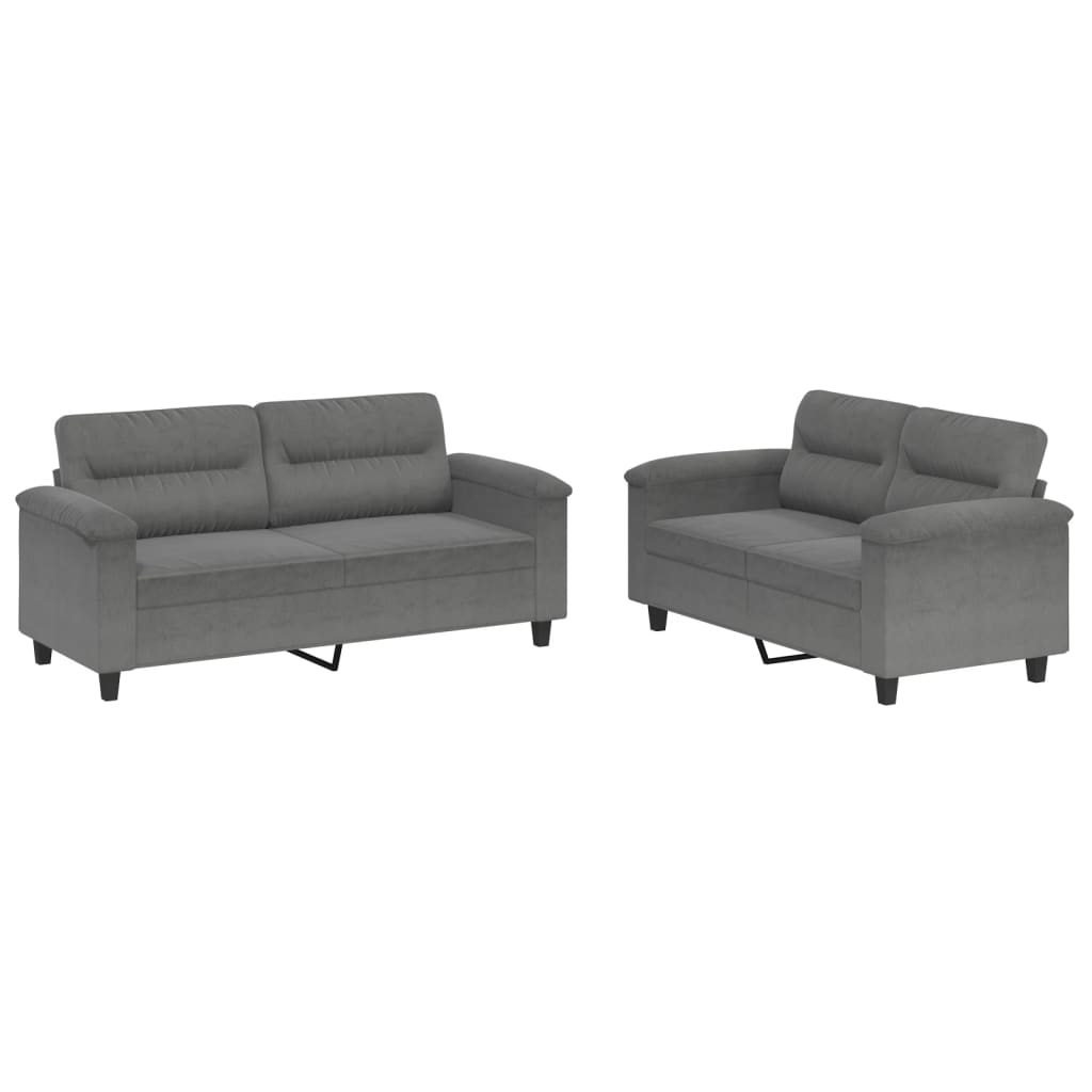2-dijelni set sofa s jastucima tamnosivi od mikrovlakana