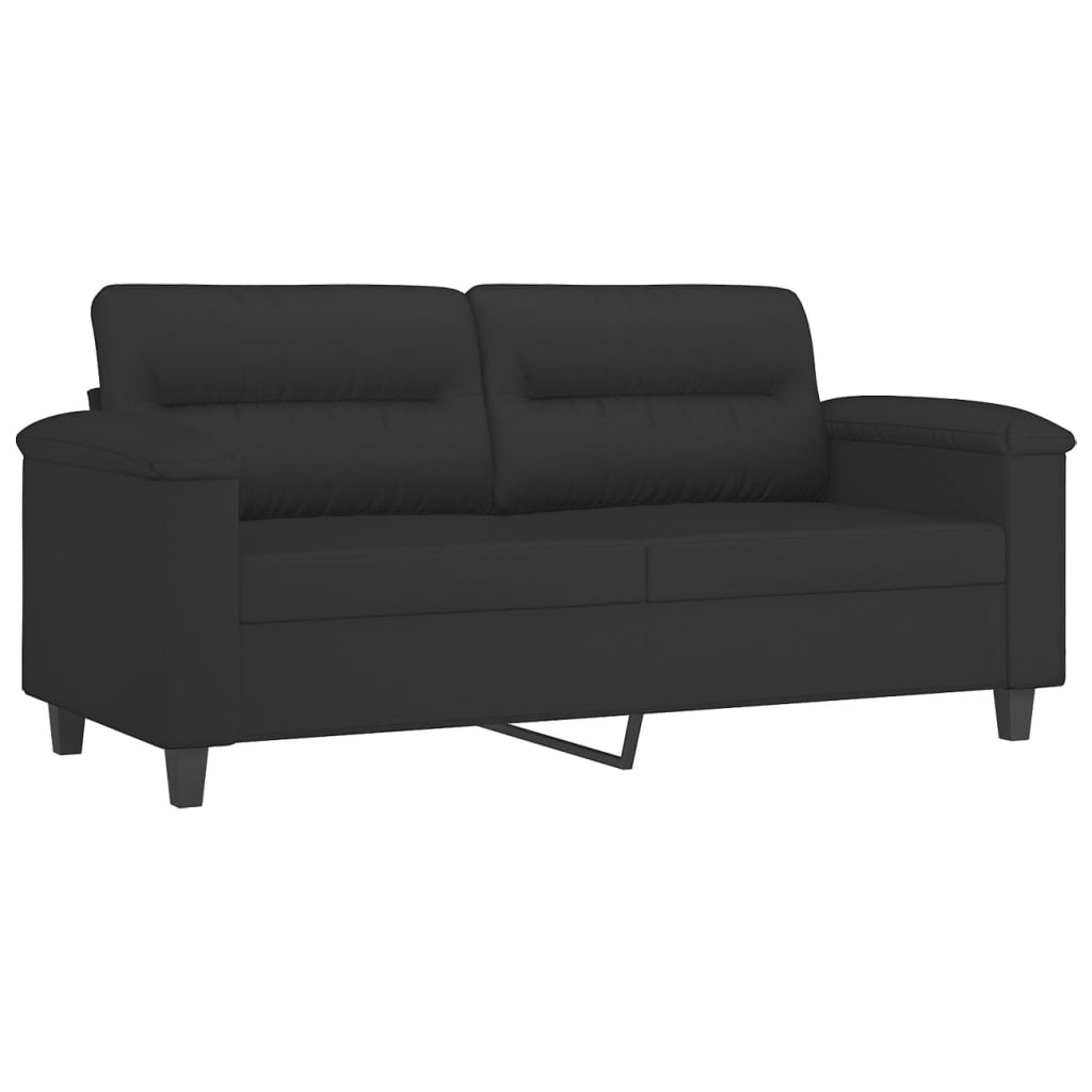 2-dijelni set sofa s jastucima crni od mikrovlakana