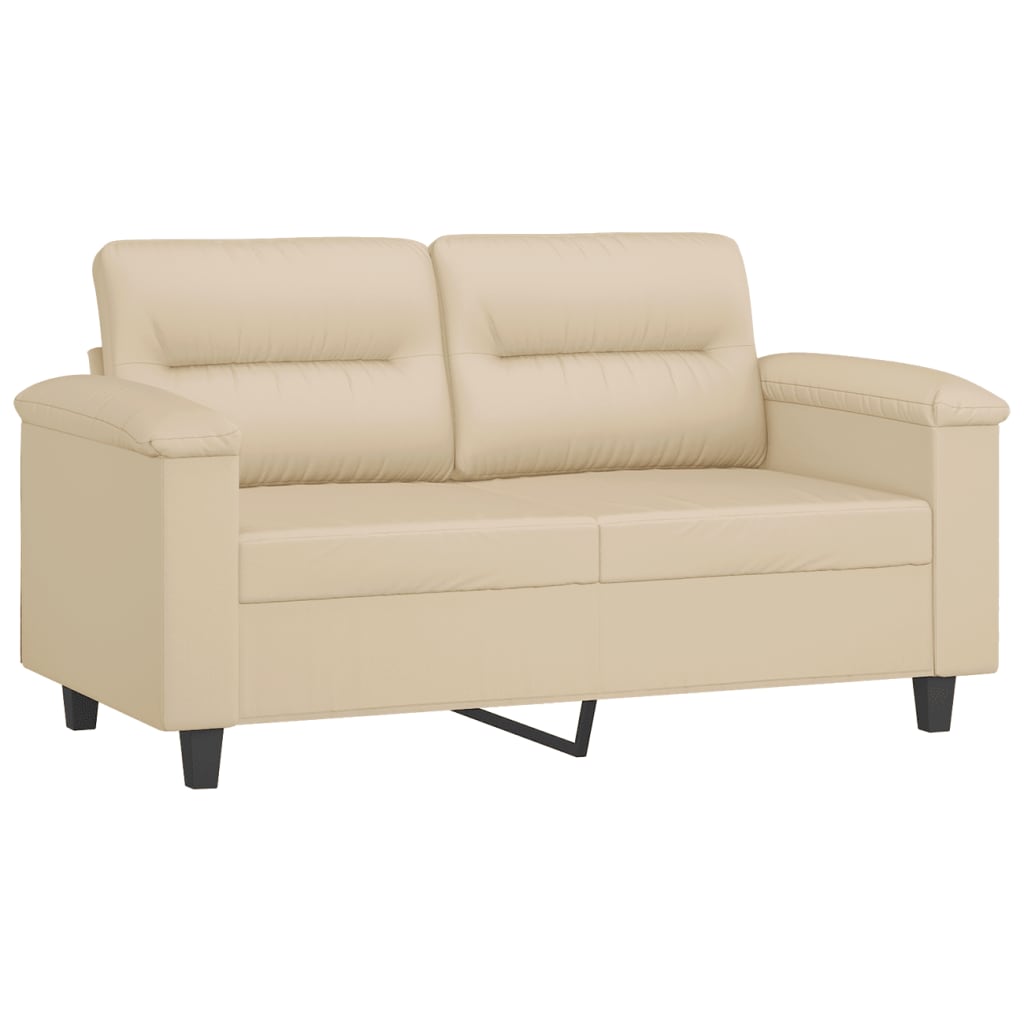2-dijelni set sofa s jastucima krem od mikrovlakana