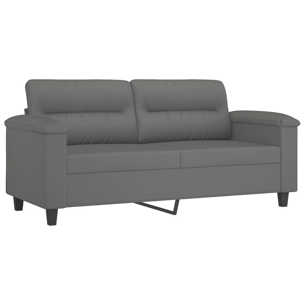 2-dijelni set sofa s jastucima tamnosivi od mikrovlakana