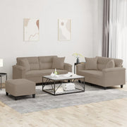 3-dijelni set sofa s jastucima smeđesivi od mikrovlakana