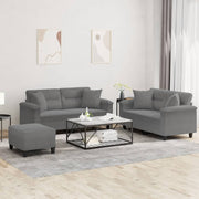 3-dijelni set sofa s jastucima tamnosivi od mikrovlakana