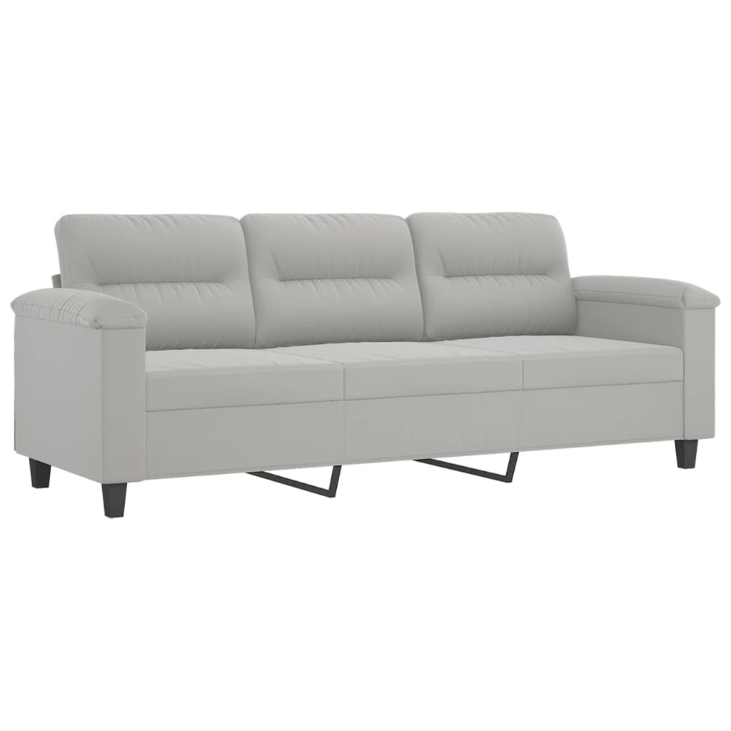 2-dijelni set sofa s jastucima svjetlosivi od mikrovlakana