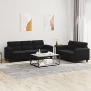 2-dijelni set sofa s jastucima crni od mikrovlakana