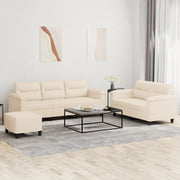 3-dijelni set sofa s jastucima bež tkanina od mikrovlakana