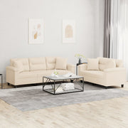 2-dijelni set sofa s jastucima bež od mikrovlakana
