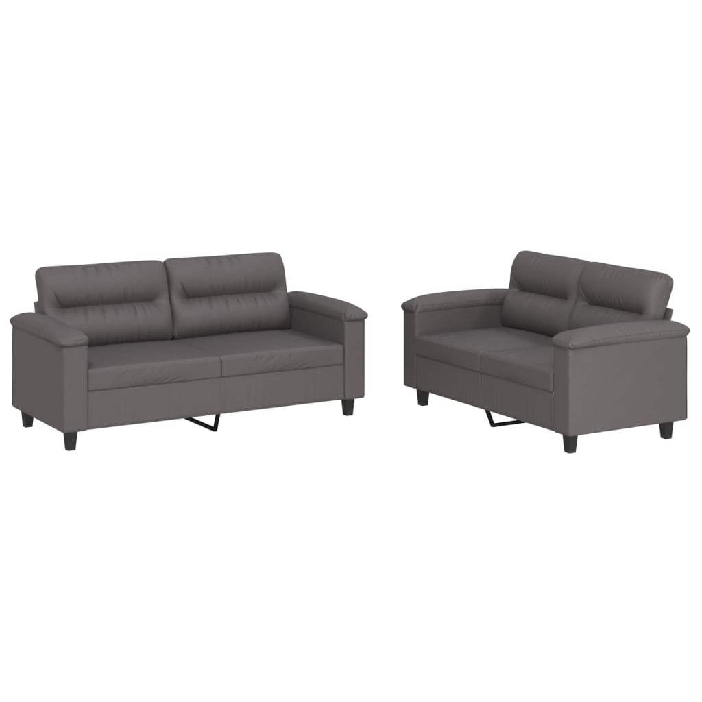 2-dijelni set sofa s jastucima sivi od umjetne kože