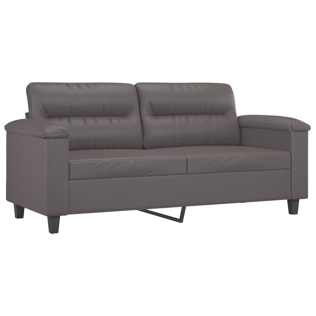 3-dijelni set sofa s jastucima sivi od umjetne kože