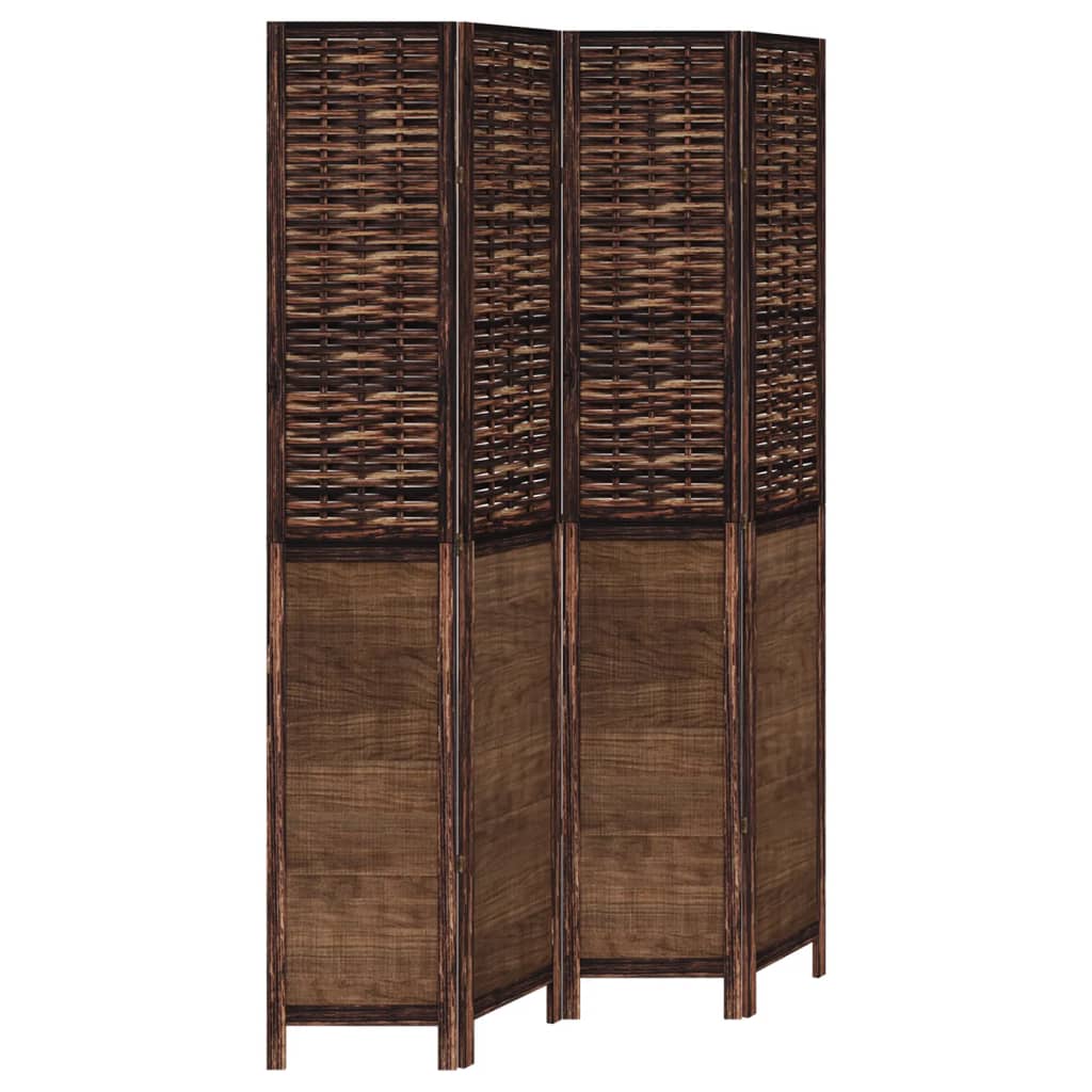 Sobna pregrada s 4 panela tamnosmeđa masivno drvo paulovnije 40 x 220 cm