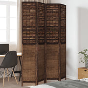 Sobna pregrada s 4 panela tamnosmeđa masivno drvo paulovnije 40 x 220 cm