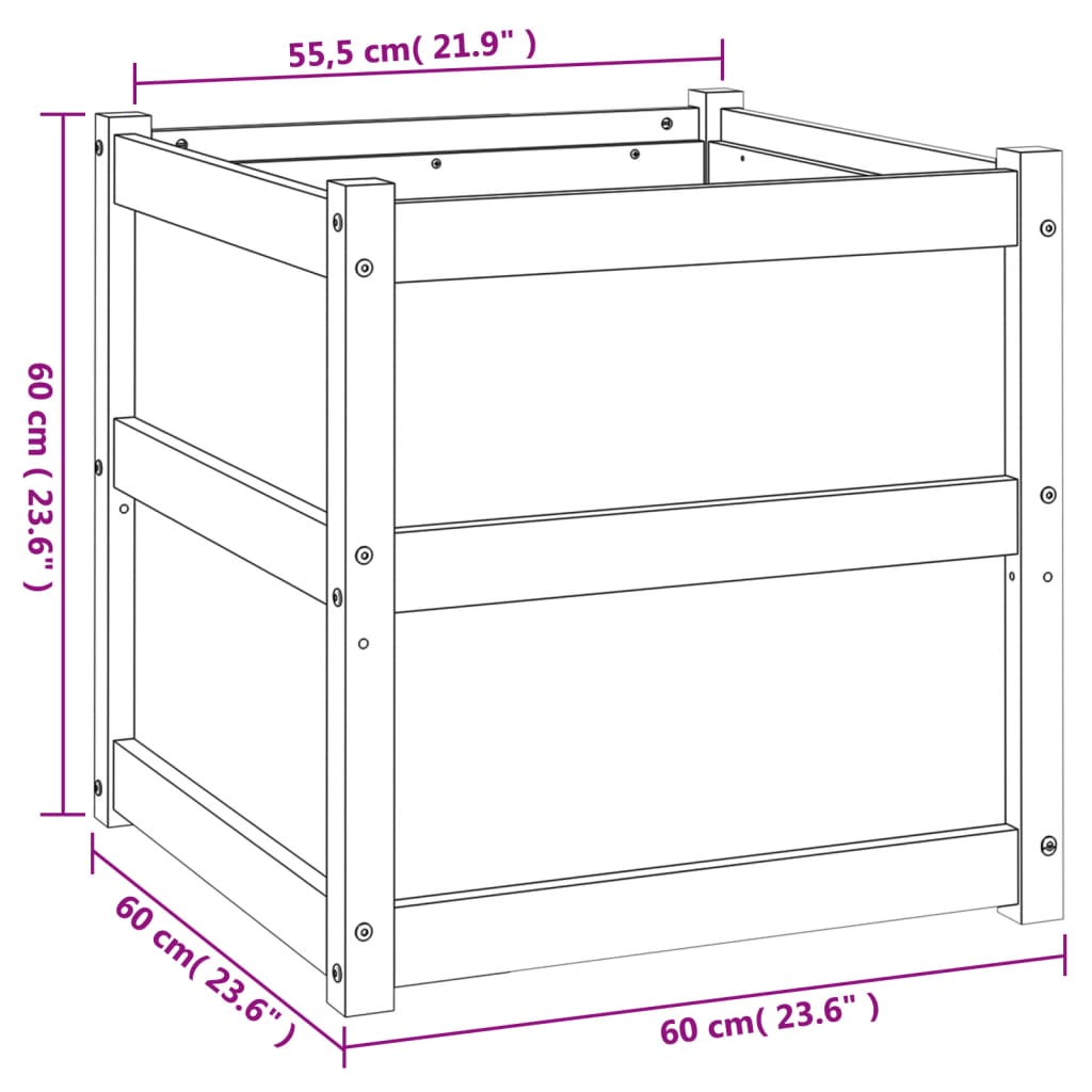 Vrtna sadilica 60 x 60 x 60 cm od masivne borovine