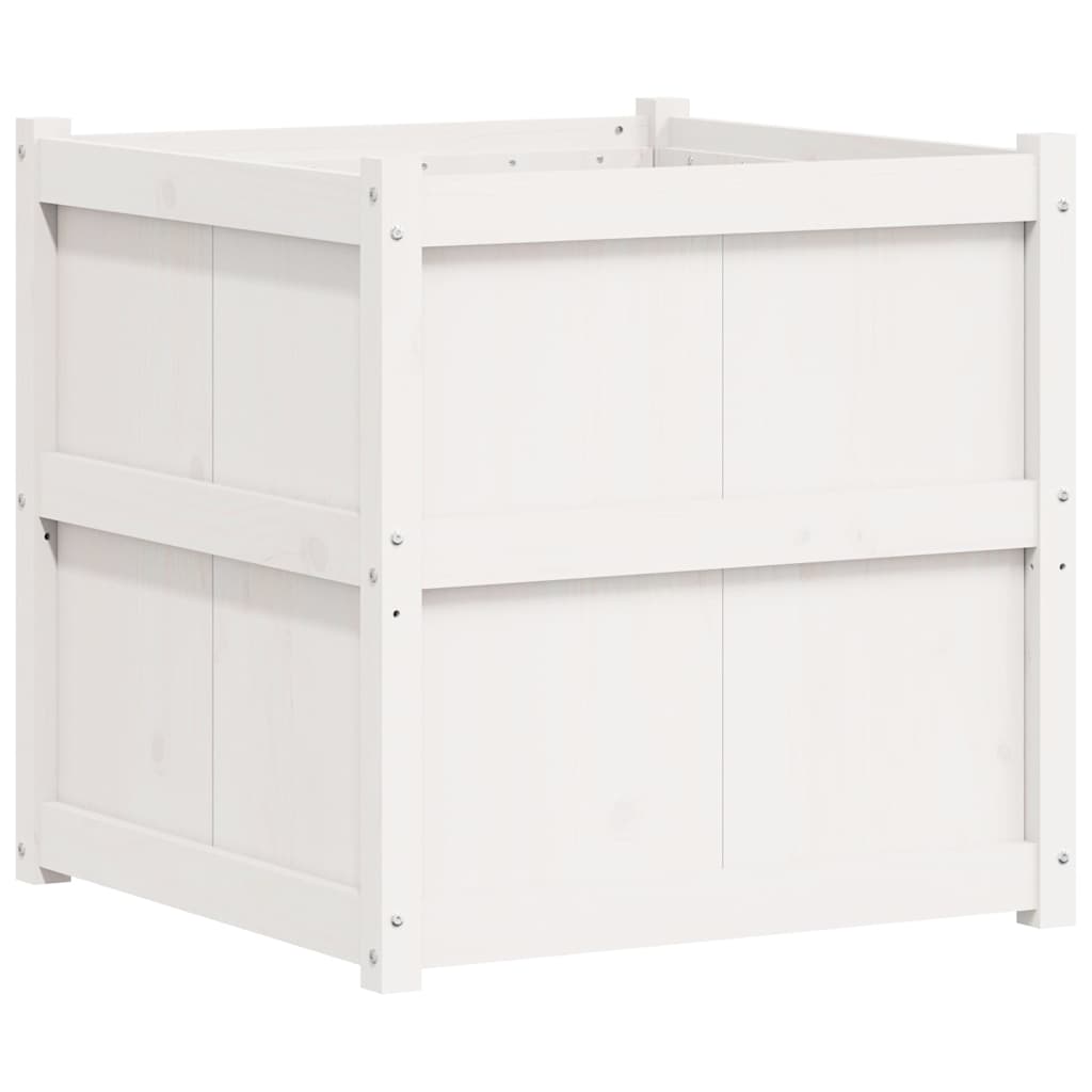 Vrtna sadilica bijela 70 x 70 x 70 cm od masivne borovine