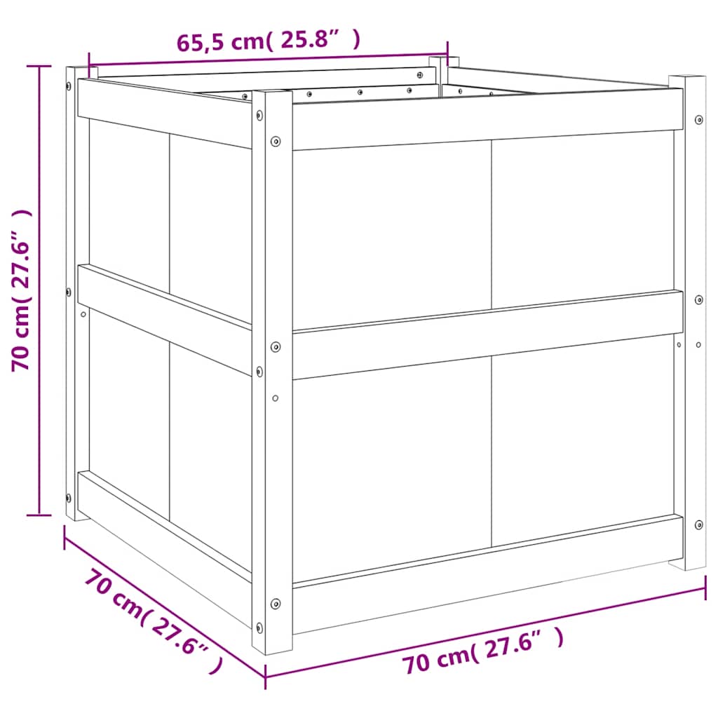 Vrtna sadilica bijela 70 x 70 x 70 cm od masivne borovine