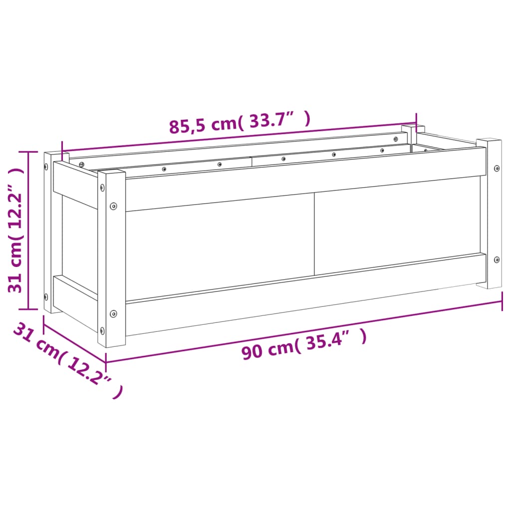 Vrtna sadilica voštano smeđe boje 90 x 31 x 31 cm od borovine