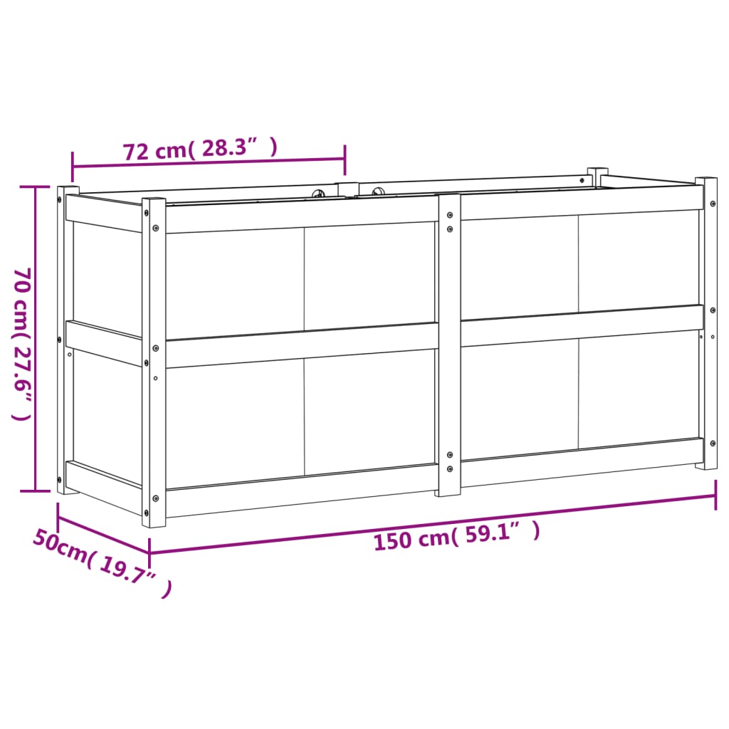 Vrtna sadilica bijela 150 x 50 x 70 cm od masivne borovine
