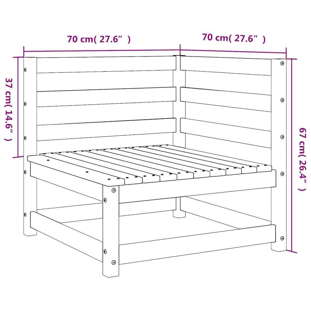 Kutne vrtne sofe 2 kom 70 x 70 x 67 cm od masivne borovine