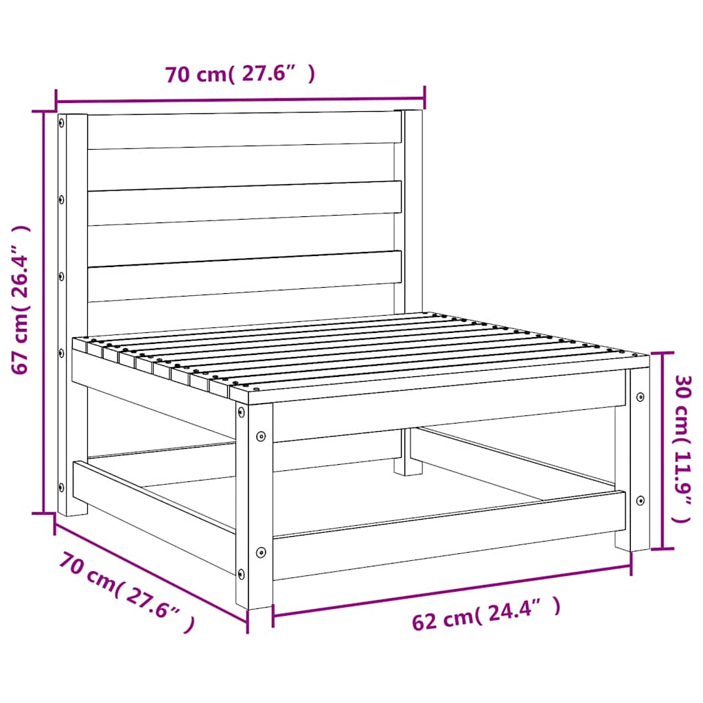 Vrtne sofe bez naslona za ruke 3 kom 70x70x67 cm drvo duglazije