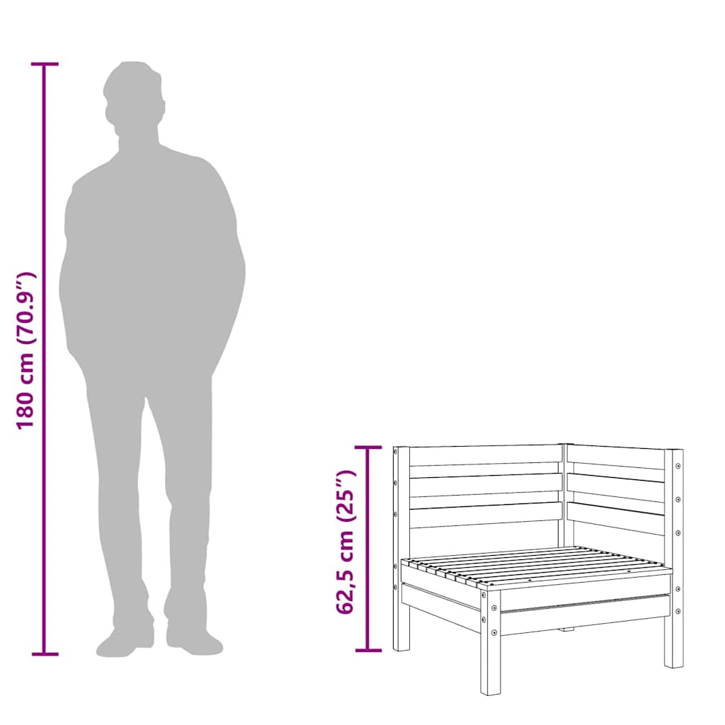 Kutna vrtna sofa od masivne borovine