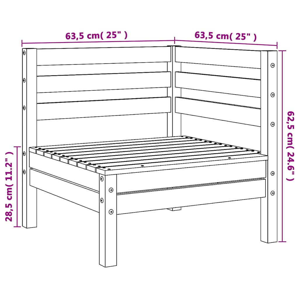 Kutna vrtna sofa od masivnog drva duglazije