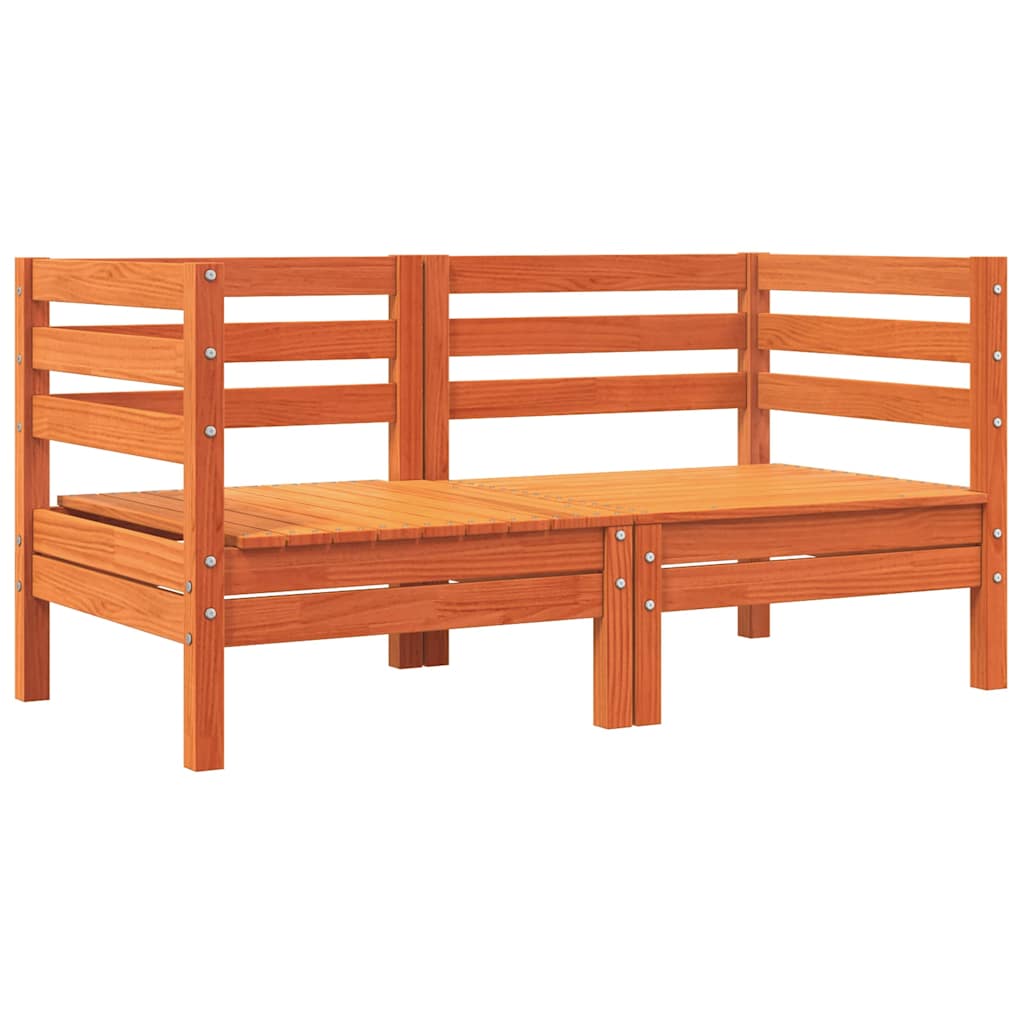 Kutna vrtna sofa s jastucima 2 kom voštano smeđa od borovine
