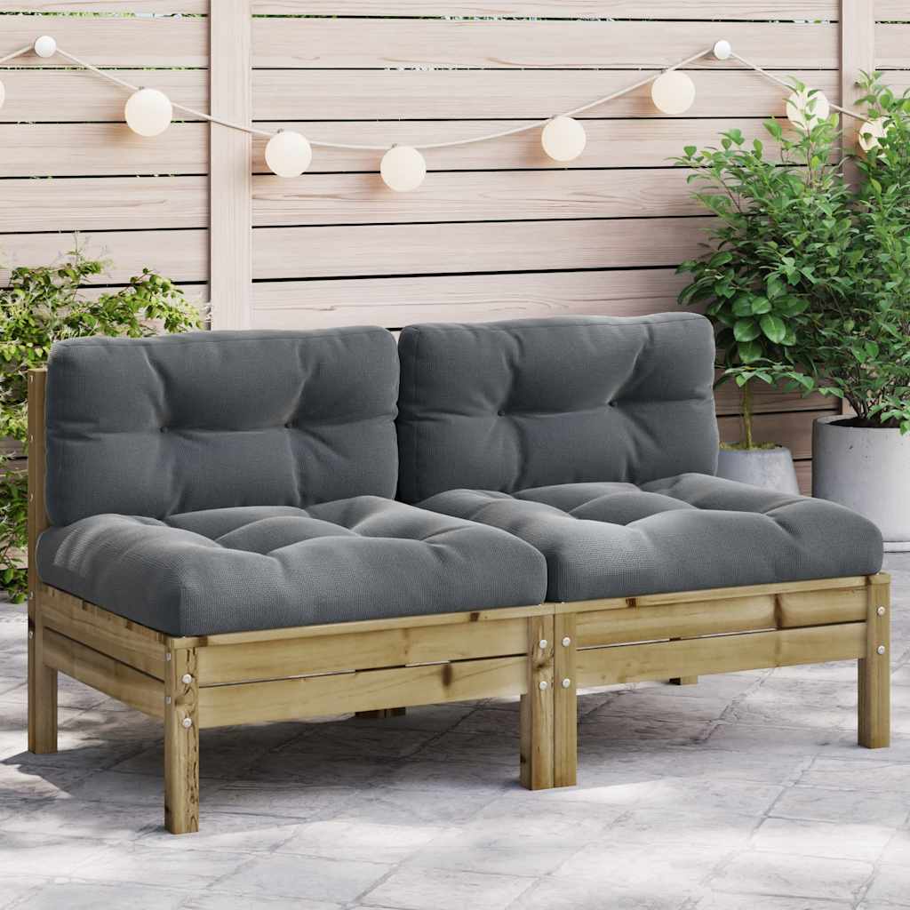 Vrtna sofa s jastucima 2 kom od impregnirane borovine