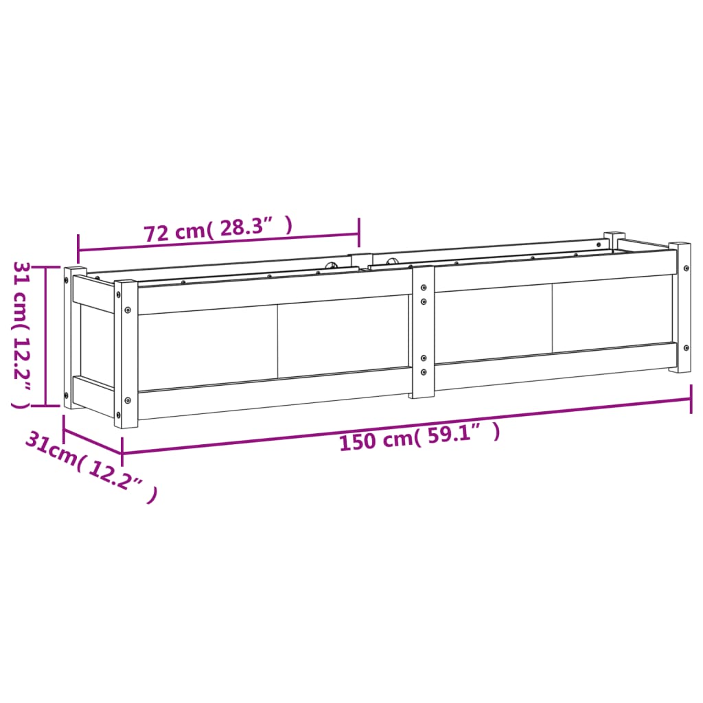 Vrtna sadilica 150 x 31 x 31 cm od masivnog drva duglazije