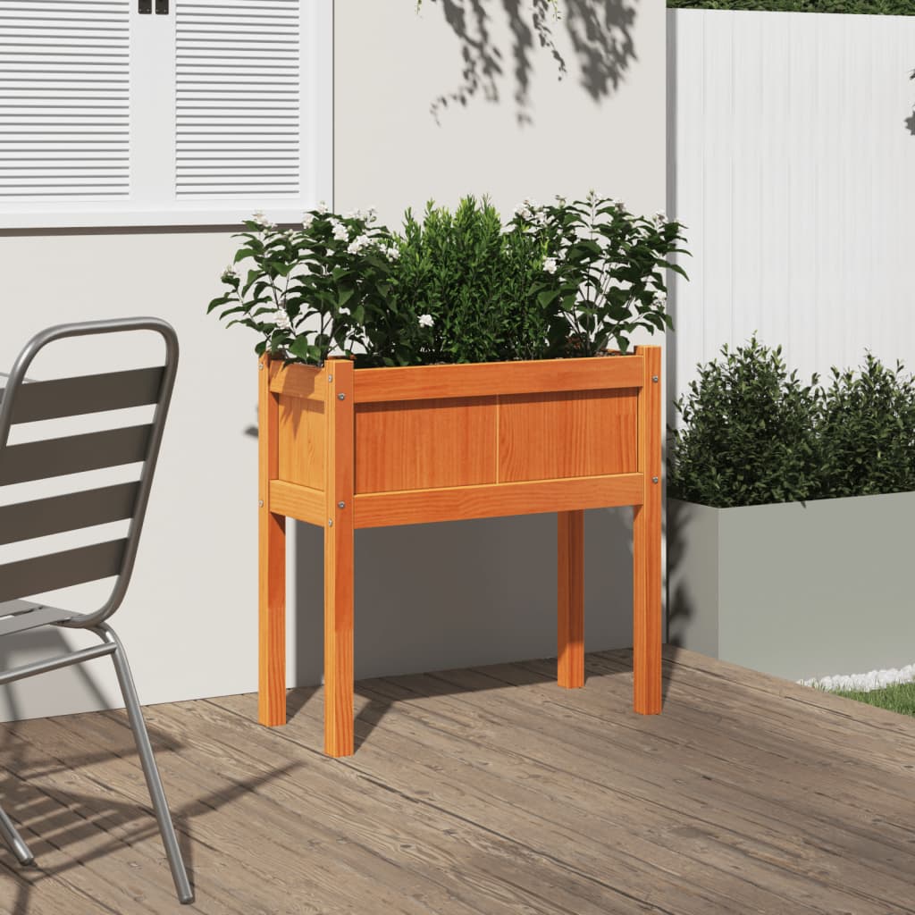 Vrtna sadilica s nogama voštano smeđa 70x31x70 cm od borovine