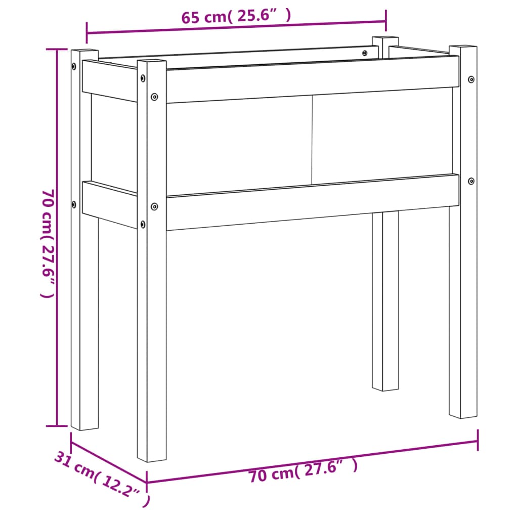 Vrtna sadilica s nogama voštano smeđa 70x31x70 cm od borovine