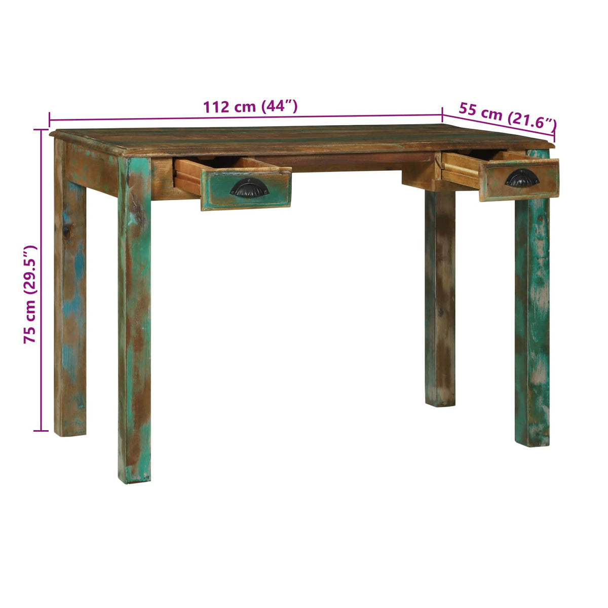 Radni stol Smeđa 112 x 55 x 76 cm Čvrsto drvo iz reciklaže