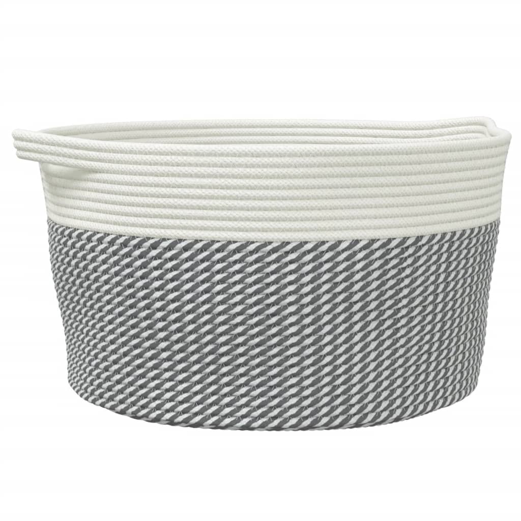 Košara za pohranu sivo-bijela Ø 40 x 25 cm pamučna