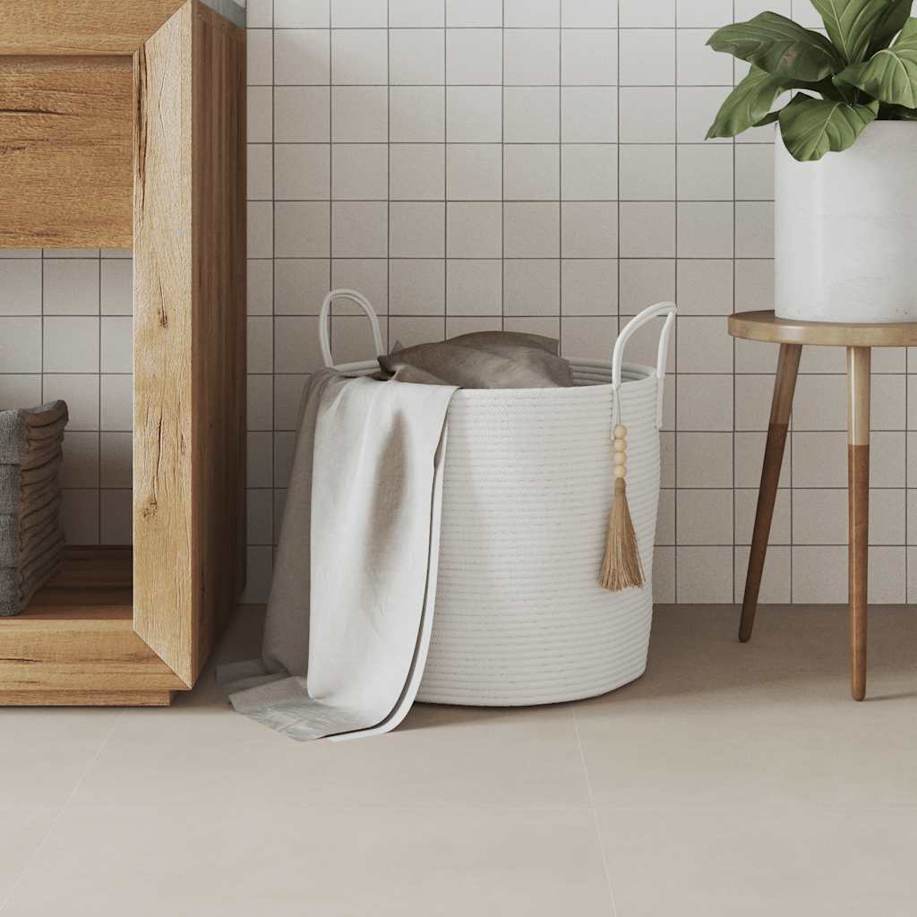 Košara za pohranu bijela Ø40x35 cm pamučna