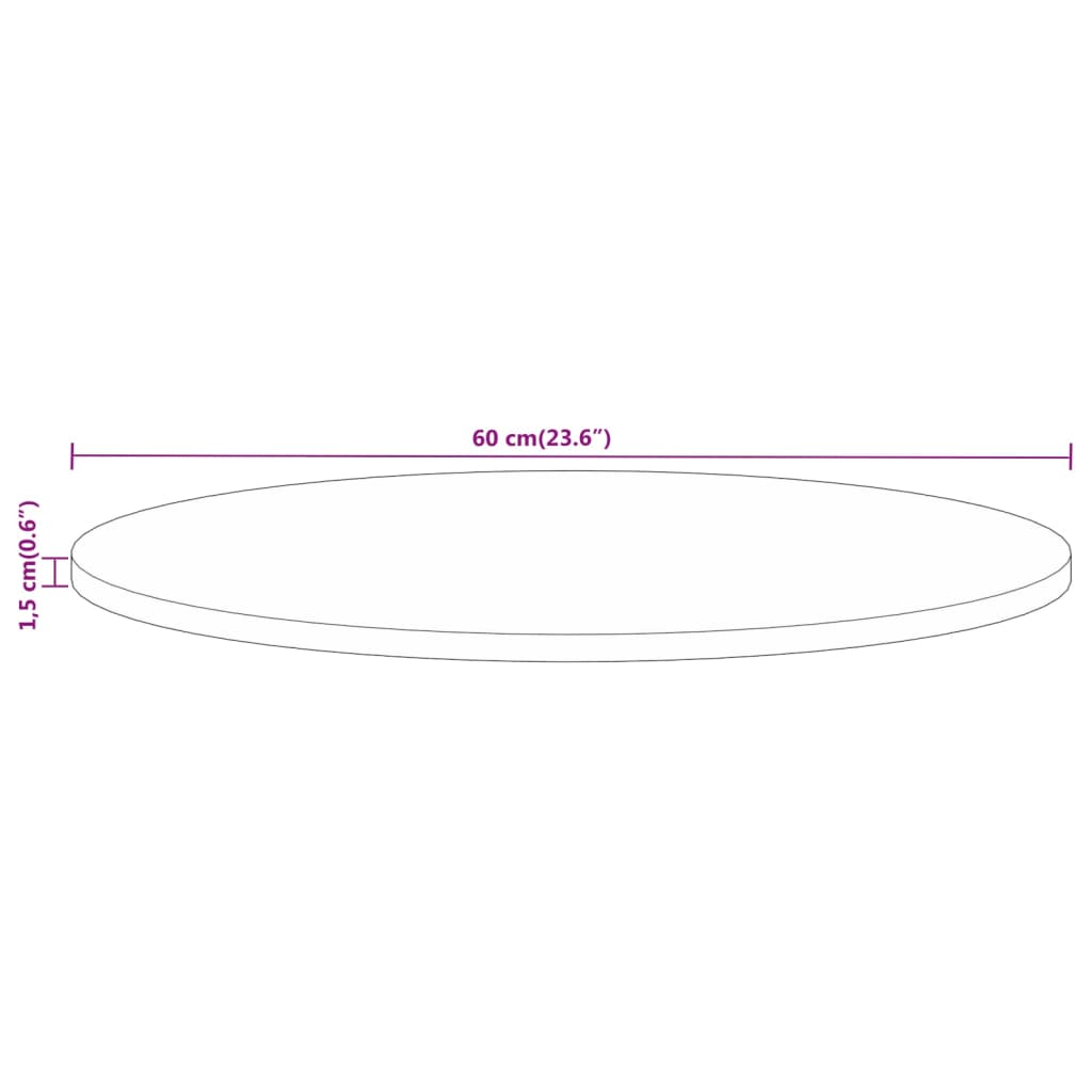 Stolna ploča Ø 60x1,5 cm okrugla od masivnog grubog drva manga